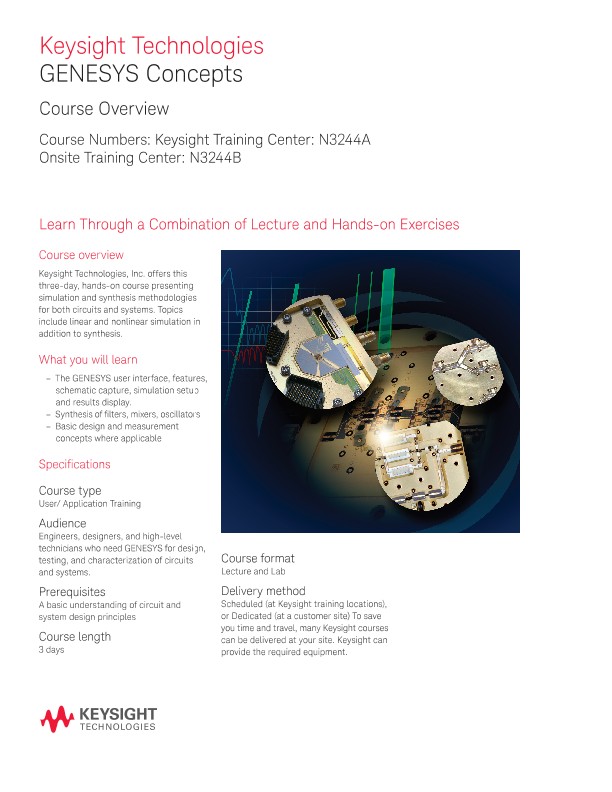 GENESYS Concepts Keysight Training Overview PDF Asset Page Keysight